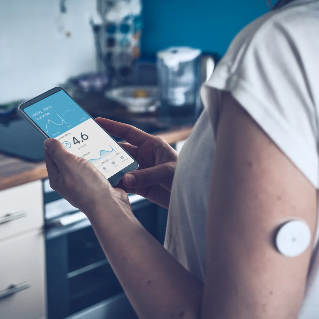 Personal continuous glucose monitoring app on a phone
